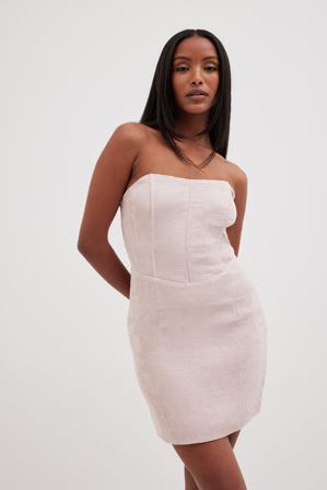 NA-KD Party Robe bandeau courte structurée - Robes bandeau - Beige - EU 34