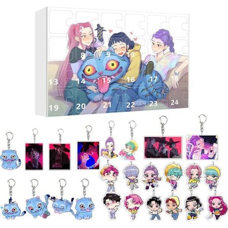 Kpop Demon Hunters Adventskalender 24 stk. Søte nøkkelringer Huntrix Rumi Mira Zoey Junu Saja Gutter Merch Barn Jente