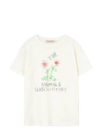 THE ANIMALS OBSERVATORY Flowers White Rooster T-Shirt - White - 4 Y