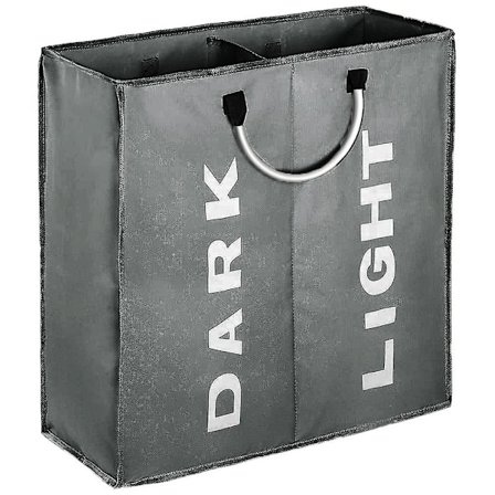 Dobbelt vasketøjskurv med låg og aftagelige poser, foldbar