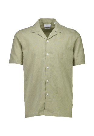 Lindbergh Casual Linen Blend Resort S/S Skjortor Herr Grön S