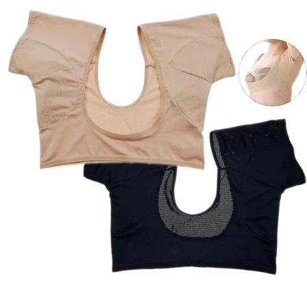 2 stk. svedundertrøje, åndbar svedbeskytter til armhuler, vaskbare svedskjolde til armhuler, kortærmet svedtæt (L)