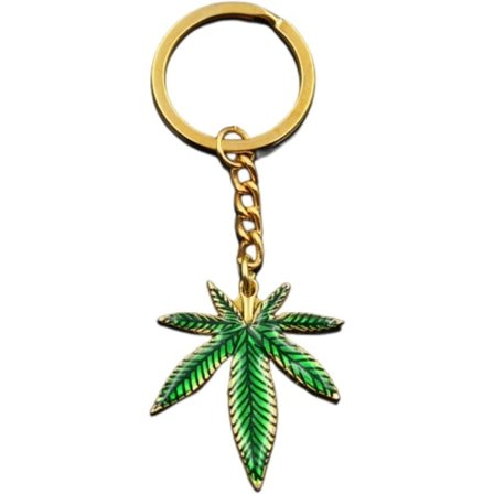 Nøglering Mode Nøglering 39X34Mm Grøn Guld Farve Ahornblad Vedhæng Diy Herre Smykker Bil Nøglering Holder Souvenir