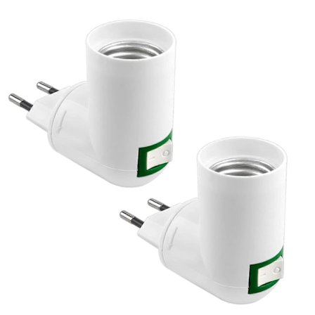E27 med trådlös strömbrytare för AC 230V Vägg Kökslampa, LED-glödlampahållare, E27 Adapter Mini Inomhus Vägglampa, Spot E27 Lampa, Set om 2 (Utan [db]