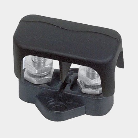 Klemrække BEP Marine Insulated Stud, 2 x M6, sort (minus), med låg