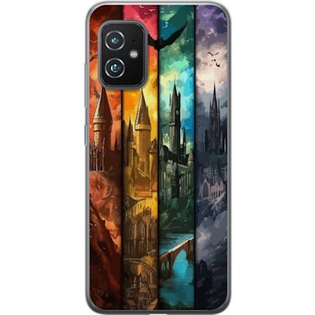 Kompatibel Mobilcover til Asus Asus Zenfone 8 Fire magiske slotte i forskellige elementfarver, episk fantasykunst med ild vand luft og mørke i detalj