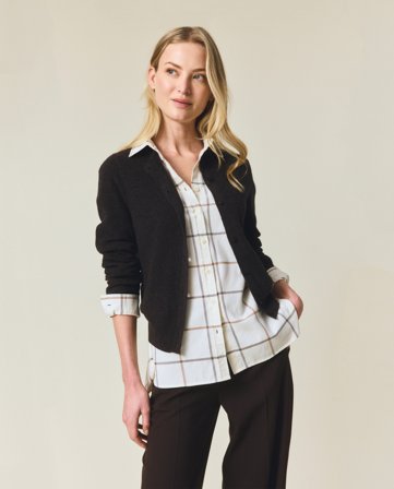 Lexington Casual Flanellhemd aus Bio-Baumwolle mit Karomuster, Grau/Beige