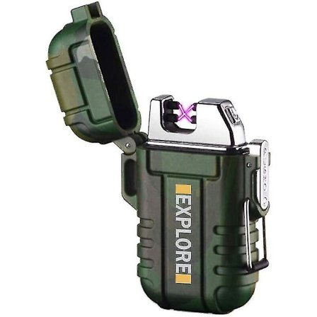 Laderbar Vann- og Vindtett Tennlighter - Dobbel Bue Elektrisk Tennlighter For Camping, Fotturer, Eventyr - Flammeløs Plasma Kule Tennlightere