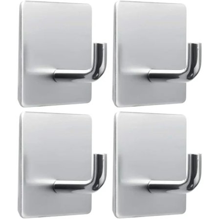 【PP】4 stk. selvklæbende kroge, kraftige håndklædekroge til væg, rustfri stålkroge til døre, badeværelse, køkken, toilet sølv