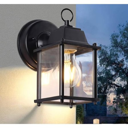 Utendørs vegglampe, IP44 vanntett, utendørs vegglampe i aluminium, klart glasskjerm.