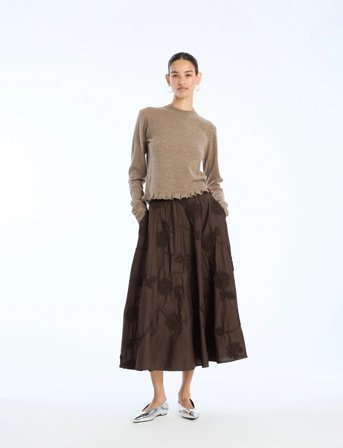 ROTATE Birger Christensen Flower Maxi Skirt - Brown - 38