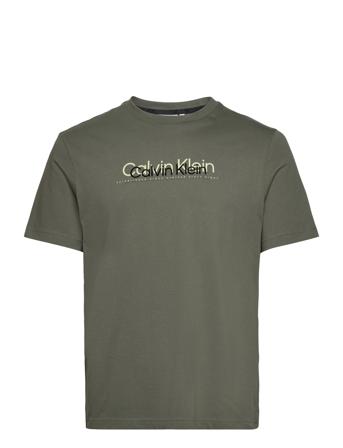 Double Flock Logo T-Shirt T-shirts Short-sleeved Kakigrønn Calvin Klein*Betinget Tilbud