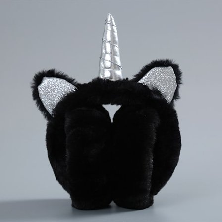 Söpöt yksisarviskuulokkeet Lapsille Lämpimät kuulokkeet Yksisarviskorvalämmittimet Talvikuulokkeet musta