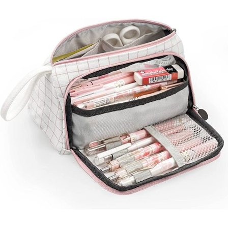 Pennal med stor kapasitet, lerret pennal med håndtak