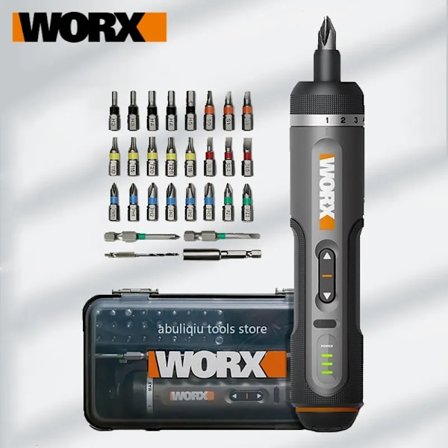 Ruuvimeisselit Worx 4V Mini Sähköruuvimeisselisarja WX242 Älykäs Johdoton Sähköruuvimeisseli USB Ladattava Kahva 30 Bits Poratyökalut 230510