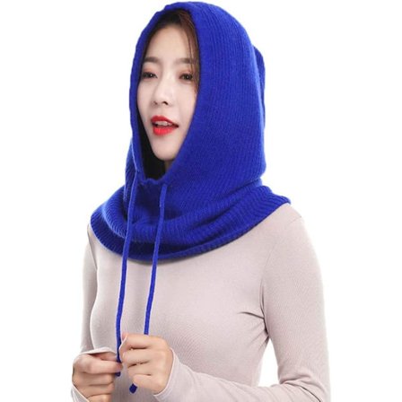Kvinners Balaclava Hettelue Vinter Kashmir Strikket Lue Ski Mask Ski Hette Utendørs (Blå)