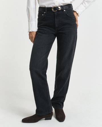 GANT Damen Stretch-Jeans mit geradem Bein (30/32) Schwarz