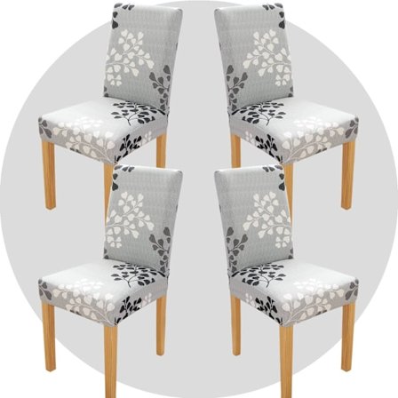 Sæt med 4 Spisestuestolbetræk Super Fit Strækbar Aftagelig Vaskbar Spisestuestolbeskytter Betræk Sædeovertræk til Hotel