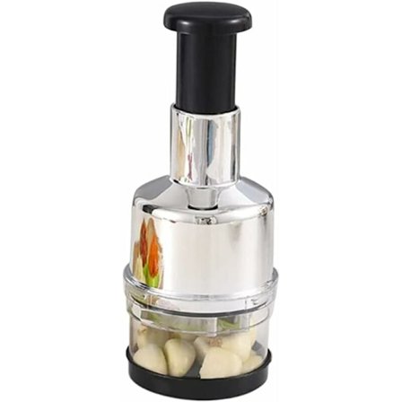Hvidløgs- og løghakker, manuel grøntsagshakker i rustfrit stål, manuel hvidløgspresser til ingefær, chili, salat, køkkenredskaber