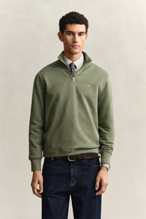 GANT Herren Sweatshirt mit halblangem Reißverschluss (M) Grün