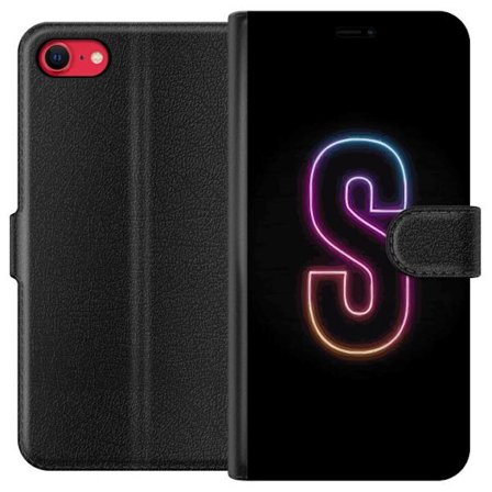 Yhteensopiva Lompakkokotelo Apple Apple iPhone 7 Neonkirjain S kirkkaissa pinkissä ja sinisissä sävyissä tummaa taustaa vasten, siisti kirjaintaid