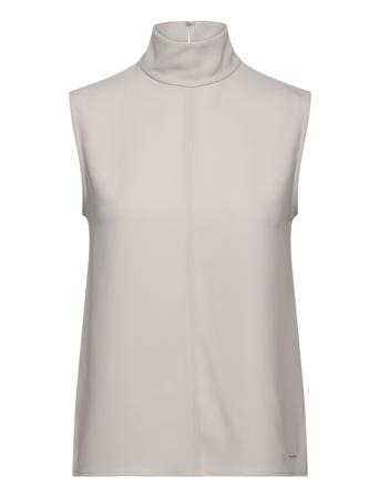Structure Twll Ns Mock Neck Top Designers T-shirts & Tops Sleeveless Grey Calvin Klein