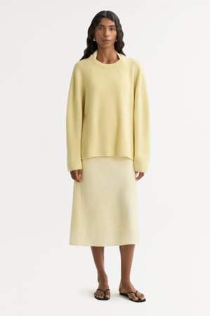 Soft Goat - Relaxed fit crewneck - Women cashmere sweater - S - Honeydew yellow