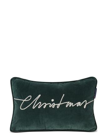 Christmas Cotton Velvet Pillow Home Textiles Cushions & Blankets Cushions Grøn Lexington Home