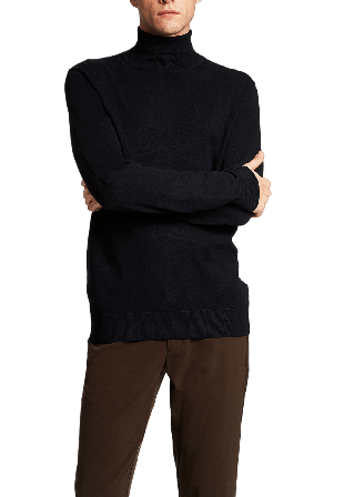 Lindbergh Ecovero L/S roll neck knit Överdelar Herr Blå 3XL