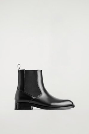 COS Herren Chelsea-Boots Aus Leder - Schwarz