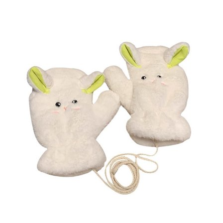 Mjuka plyschhandskar med lammtema, tjocka handskar med snöre, varma vinterhandskar med fullständiga fingrar