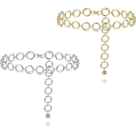 2 stk. Kæde Bælter til Kvinder, O-Ring Kæde Bælte, Justerbar Bælte Kæde til Piger Guld Sølv Talje Kæde Mave Kæde Krop Kæde Passer Kjole Jeans