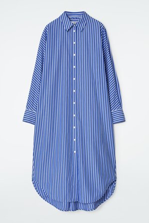 COS Women's Relaxed Cotton Shirt Dress in Blue