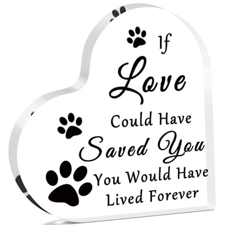 Kæledyr Mindegave Hjerteformet Akryl Plakette Sympatigaver til Tab af Hund Kat Mindegave til Hundeelsker Til Minde om Kæledyr Akryl Plakette