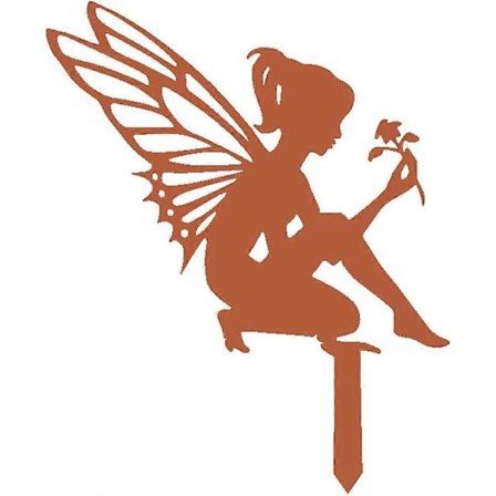 Rusten Metall Fe Figur til Hagen, Dekorert med Alver som Sitter på Pinner og Hagestaker, Perfekt for å Forskjønne Uteområdet Ditt