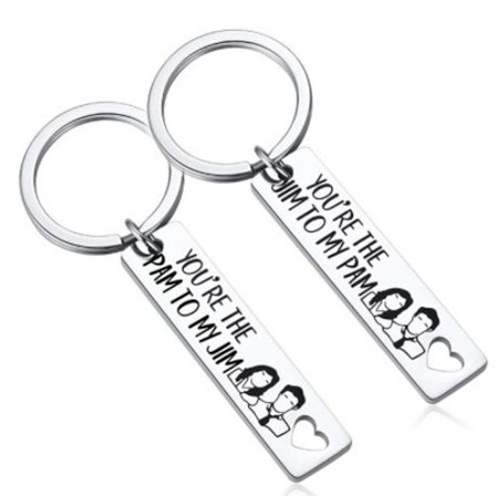 Pakke med 2 nøgleringe med teksten "You are The Pam to My Jim" fra tv-serien The Office