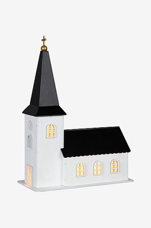Jotex - Deko-Objekt Kirche Weiß/Schwarz - Kaufe Dekorative Weihnachtsbeleuchtung bei Jotex