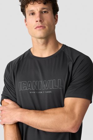 ICANIWILL - Stride Raglan Print T-shirt Men Graphite - Herren - ICIW