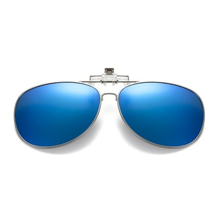 Flip Up Polarized Pilot Clip-On solbriller metallblå