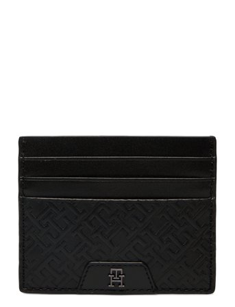Th Monogram Leather Cc Holder Accessories Wallets Cardholder Svart Tommy Hilfiger*Betinget Tilbud