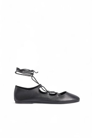 NA-KD Ballerinas mit Schnürung - Flache Schuhe - Schwarz - EU 36
