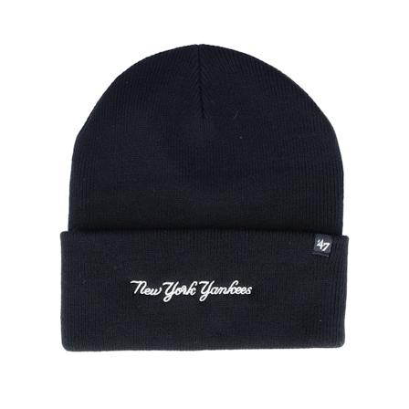 47 Brand - MLB Black cuff Beanie - New York Yankees MLB Base Runner Script Black Cuff @ Hatstore