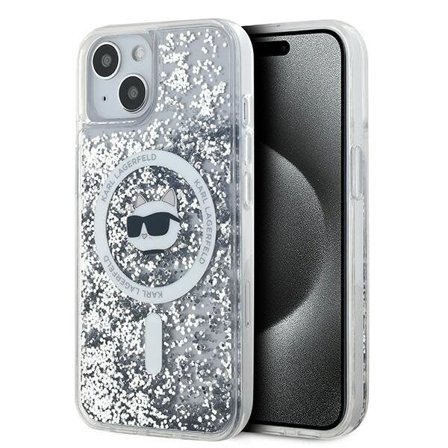 Karl Lagerfeld Liquid Glitter Choupette Head MagSafe-etui til iPhone 15 Plus / 14 Plus - Transparent