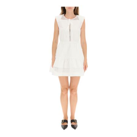 Self Portrait Sleeveless mini dress with lace , Wit , Dames , Maat: S Casual jurken