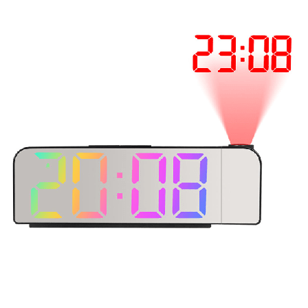 Projeksjonsvekkerklokke for soveromstak, LED digital vekkerklokke med 180 ° roterbar projektor med USB-lading og minnebatteri, justerbar