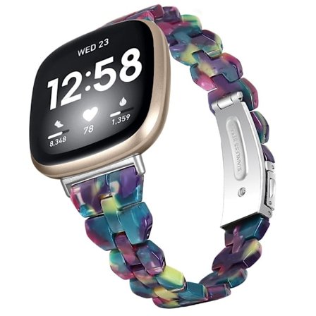 Fitbit Sense 2 / Versa 4 klockarmband i resinmodell - Lila Grön Blomma