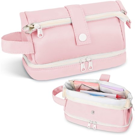 Blyantsæske Stor Blyantsæske til Piger Drenge, Æstetisk Blyantsæske, Skole Stationær Kontor Opbevaring til Studerende Piger, Kontor Teen, Pink