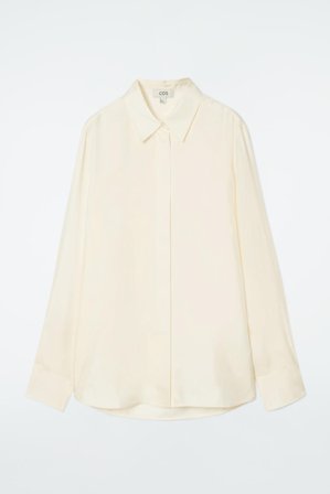 COS Women's Oversized Pure Silk Shirt in Beige