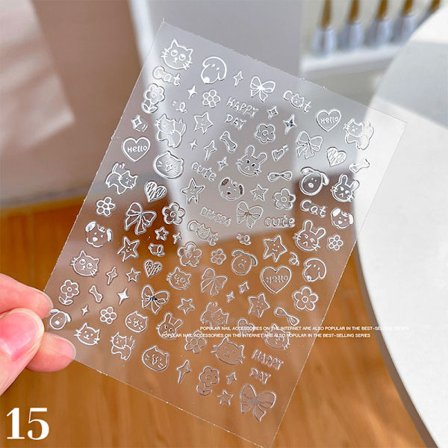 Tegnefilm Graffiti Sløjfe Ultra-tynd Nail Art Stickers Killing Hund Be