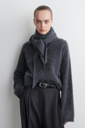 COS Femme Pull À Col Rond En Cachemire Brossé Jumper in Gris